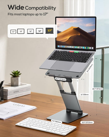 Adjustable Height Laptop Stand Ergonomic Riser Portable Desk Holder for 10–17 Inch Laptops