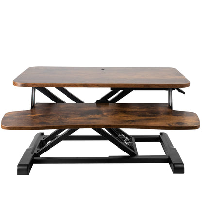 Height Adjustable Desk Converter Sit Stand Workstation Dual Monitor Laptop Riser Wide Keyboard Tray