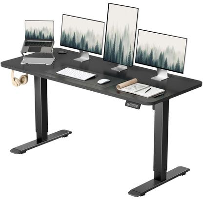 Electric Height Adjustable Standing Desk Memory Preset Sit Stand Desk Home Office T-Shaped Metal Frame