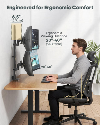 Dual Monitor-Arm Ultrawide Heavy Duty - 24-57 inch Vertical Dual Monitor Mount