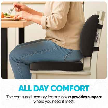Memory Foam Seat Cushion with Lumbar Support Coccyx Tailbone Sciatica Pain Relief Office Car Support