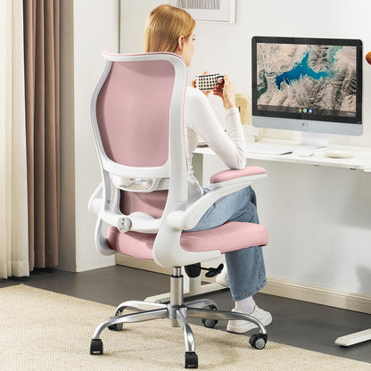 High Back Ergonomic Office Chair Mesh Back Lumbar Support PU Seat Gaming Style