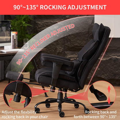 Big and Tall High Back Executive Office Chair with Footrest 400lb Capacity Fabric Ergonomic Computer Chair