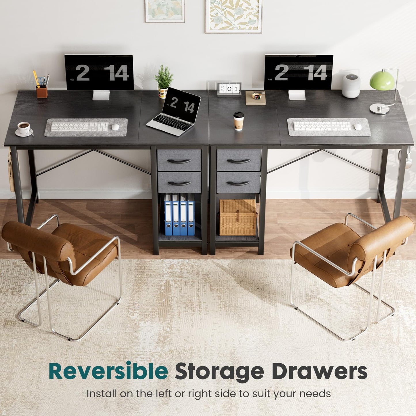 Sweetcrispy 40/47 Inch Computer Desk with Drawers for Home Office