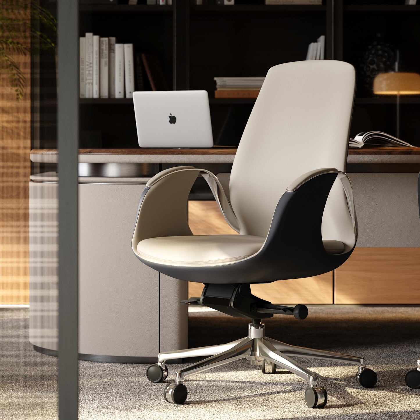 Genuine Leather Executive Office Chair Big and Tall Ergonomic Reclining Swivel Base