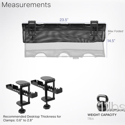 Under Desk Cable Management Mesh Clamp-On Wire Organizer Workstation Cable Net Storage Rack