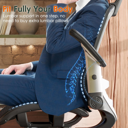 GABRYLLY Ergonomic Office Chair, High Back Mesh Desk Chair with Adjustable Headrest, Flip-Up Arms, Tilt Lock Function, Lumbar Support and Comfy Seat, Swivel Computer Task Chair