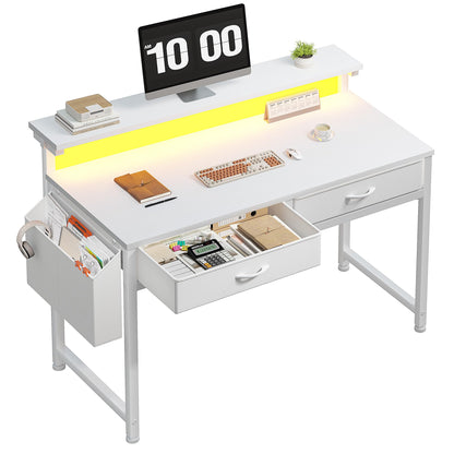 DurayLoly Computer Desk with 2 Drawers & LED Lights