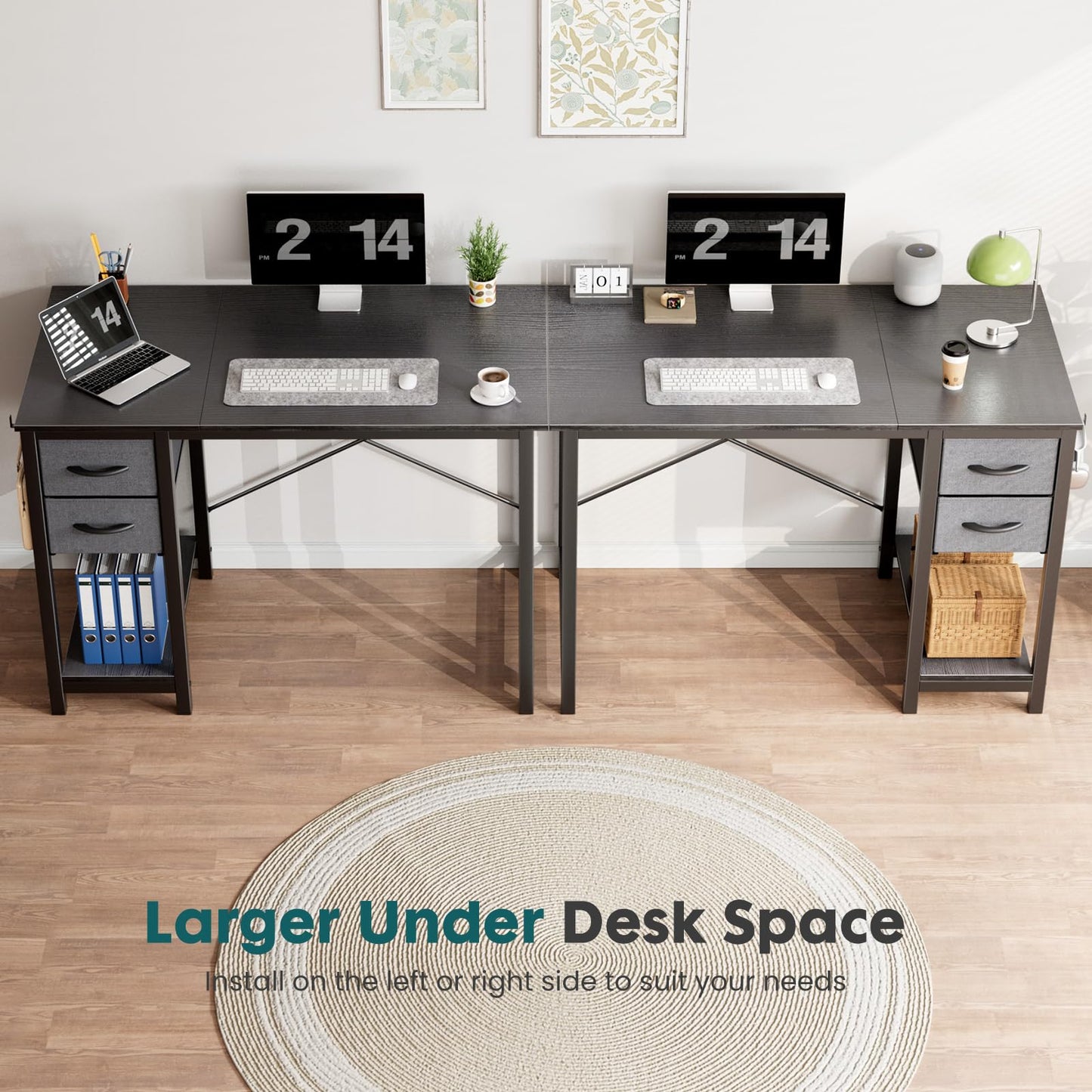 Sweetcrispy 40/47 Inch Computer Desk with Drawers for Home Office