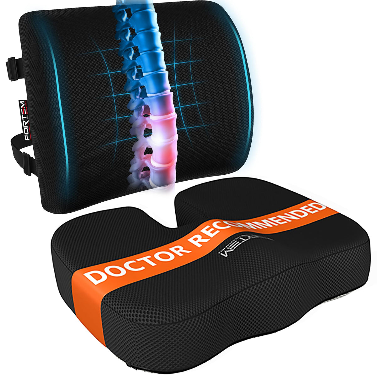 Memory Foam Seat Cushion with Lumbar Support Coccyx Tailbone Sciatica Pain Relief Office Car Support