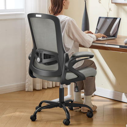Ergonomic Mesh Office Chair with Adjustable Lumbar Support and Flip-Up Arms Executive Task Chair