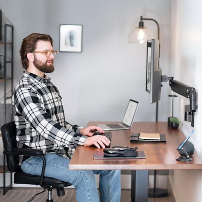 Premium Aluminum Heavy Duty Monitor Arm Ultrawide Screen Wall Mount Pneumatic Height Adjustable Single Arm VESA 100x100 Support