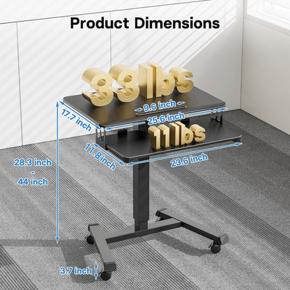Mobile Standing Desk with Keyboard Tray Rolling Computer Workstation Podium Adjustable Height