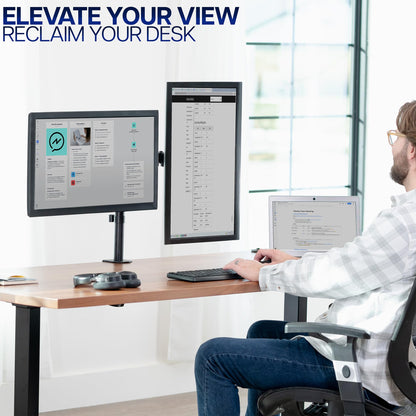 Dual Monitor Desk Mount Heavy Duty Fully Adjustable Steel Stand for Two Screens Computer Monitor Arm Stand