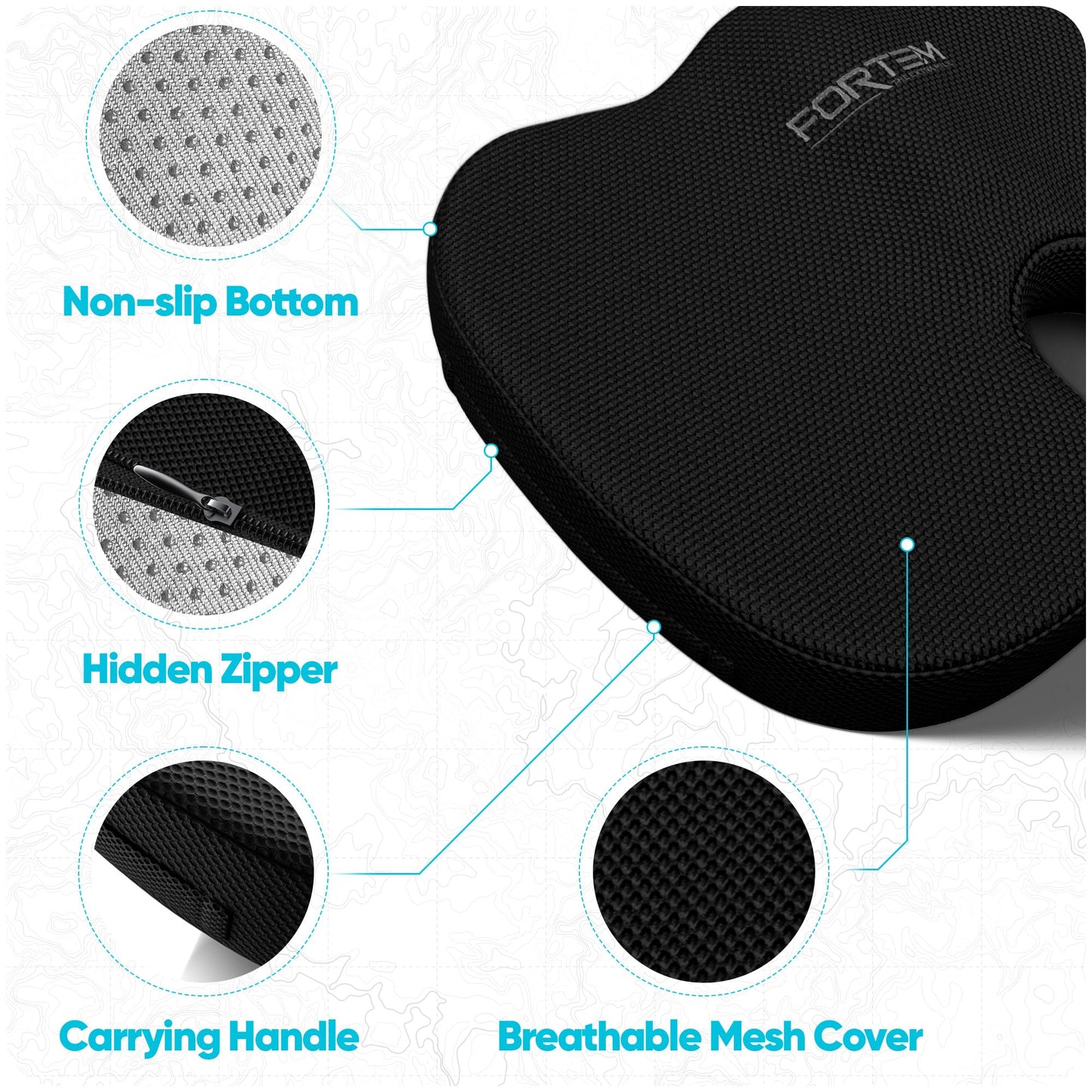 Memory Foam Seat Cushion with Lumbar Support Coccyx Tailbone Sciatica Pain Relief Office Car Support