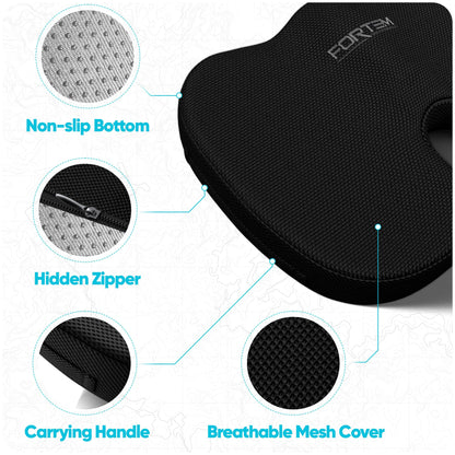 Memory Foam Seat Cushion with Lumbar Support Coccyx Tailbone Sciatica Pain Relief Office Car Support
