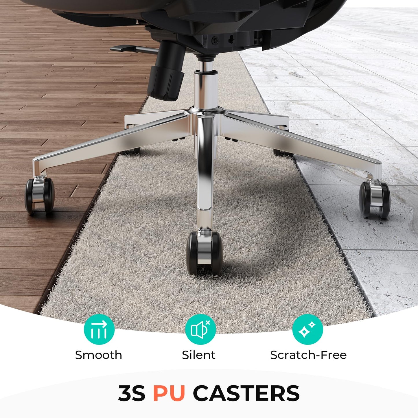 Ergonomic Mesh Office Chair Adjustable Lumbar High Back 4D Arms Tilt Headrest 400lb Capacity PU Wheels