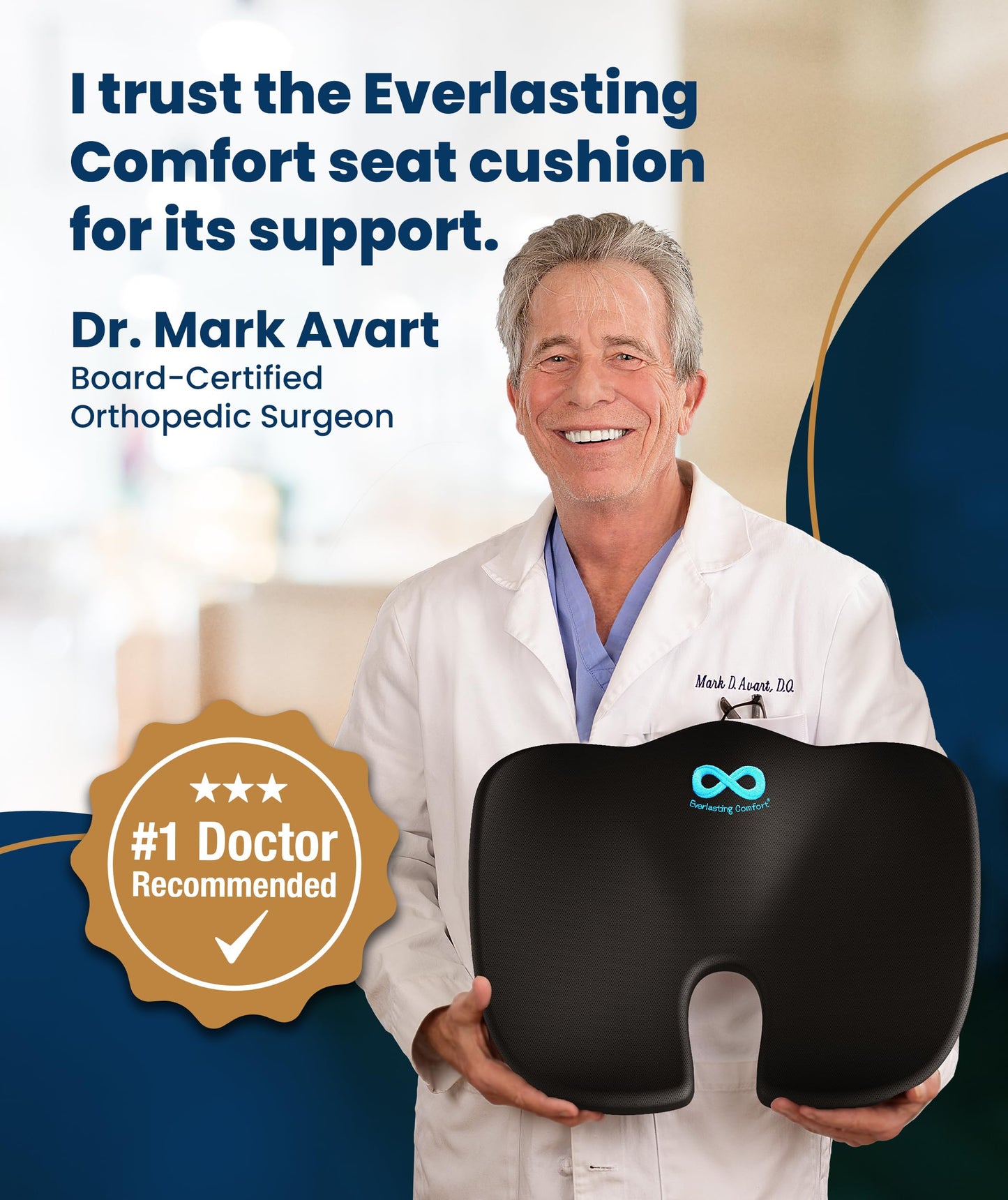 Memory Foam Seat Cushion Ergonomic Tailbone and Sciatica Pain Relief Office Car Support