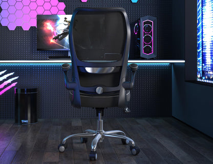 High Back Ergonomic Office Chair Mesh Back Lumbar Support PU Seat Gaming Style