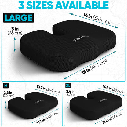 Memory Foam Seat Cushion with Lumbar Support Coccyx Tailbone Sciatica Pain Relief Office Car Support