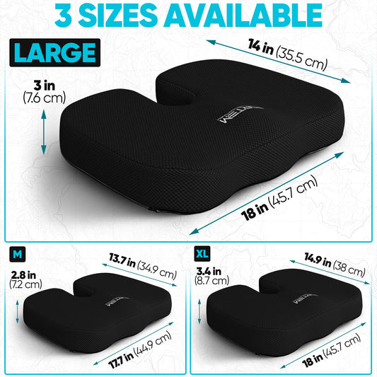 Memory Foam Seat Cushion with Lumbar Support Coccyx Tailbone Sciatica Pain Relief Office Car Support