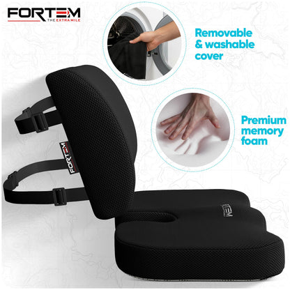Memory Foam Seat Cushion with Lumbar Support Coccyx Tailbone Sciatica Pain Relief Office Car Support