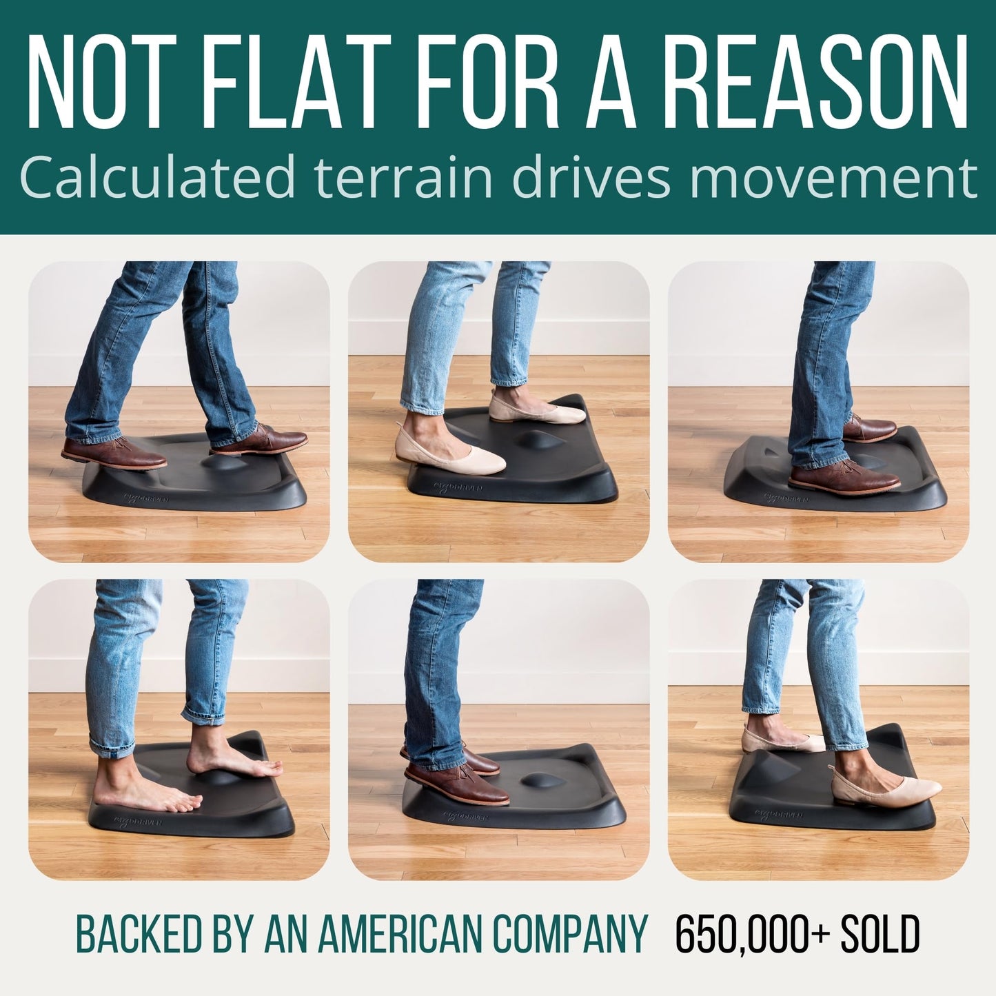 Ergonomic Anti Fatigue Standing Desk Mat Mini Wobble Terrain Design Comfort Floor Support Mat