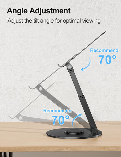 Telescopic Laptop Stand 360° Swivel Base Adjustable Height Ergonomic Sit Stand Riser Portable Desk Holder