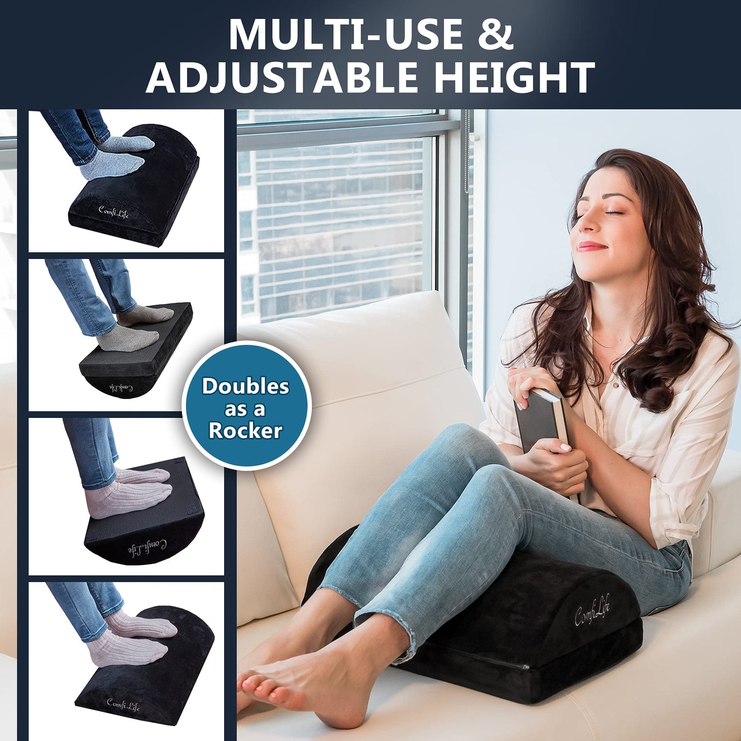 Adjustable Memory Foam Under Desk Footrest Ergonomic Stool Cushion for Office Chair Gaming Chair Back Hip Pain Relief