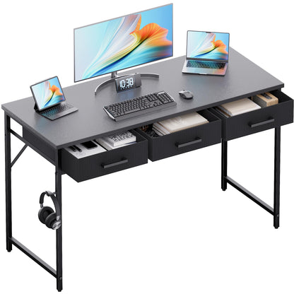 Small Computer Desk with Drawers Home Office Study Writing Table Compact Bedroom Desk