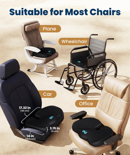Memory Foam Seat Cushion Ergonomic Tailbone and Sciatica Pain Relief Office Car Support