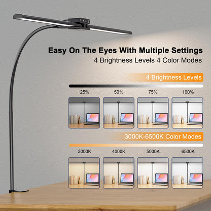EppieBasic LED Desk Lamp 24W 31.5-inch Double Head Desk Light
