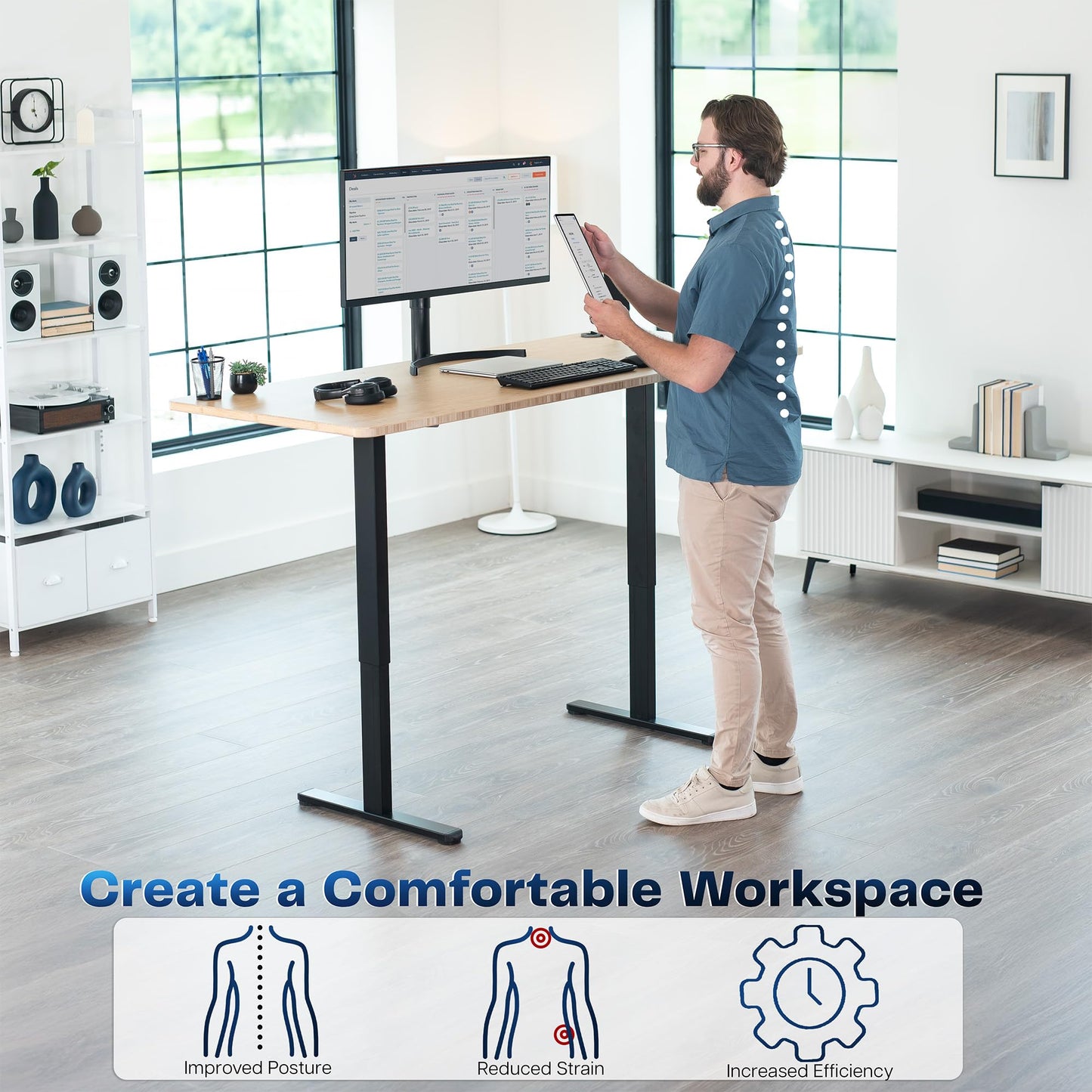Electric Dual Motor Standing Desk Frame Height Adjustable DIY Workstation Memory Controller Frame Only 40–85 Inch Top Support