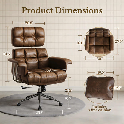 High Back Ergonomic PU Leather Executive Office Chair Reclining Swivel Lumbar Support