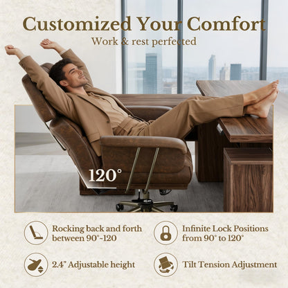 High Back Ergonomic PU Leather Executive Office Chair Reclining Swivel Lumbar Support