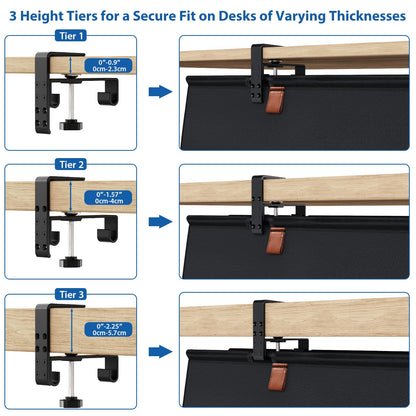 Under Desk Cable Management Tray Fabric Cord Organizer Clamp or Screw Mount No Drill Wire Management Home Office