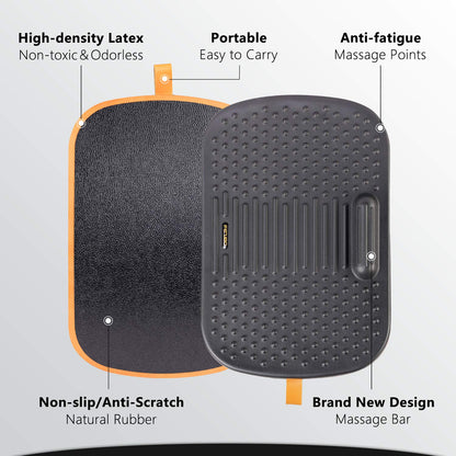 Standing Desk Anti Fatigue Mat with Wobble Balance Board Wooden Ergonomic Comfort Floor Support Mat