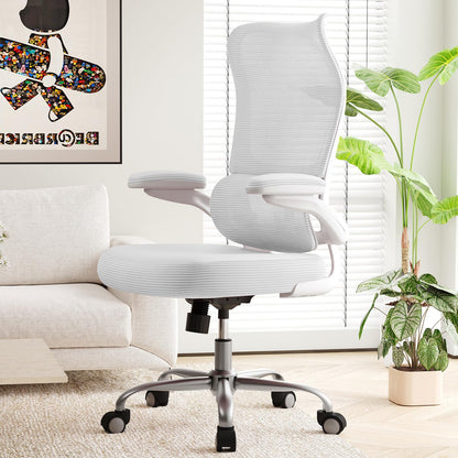 High Back Ergonomic Office Chair Mesh Back Lumbar Support PU Seat Gaming Style
