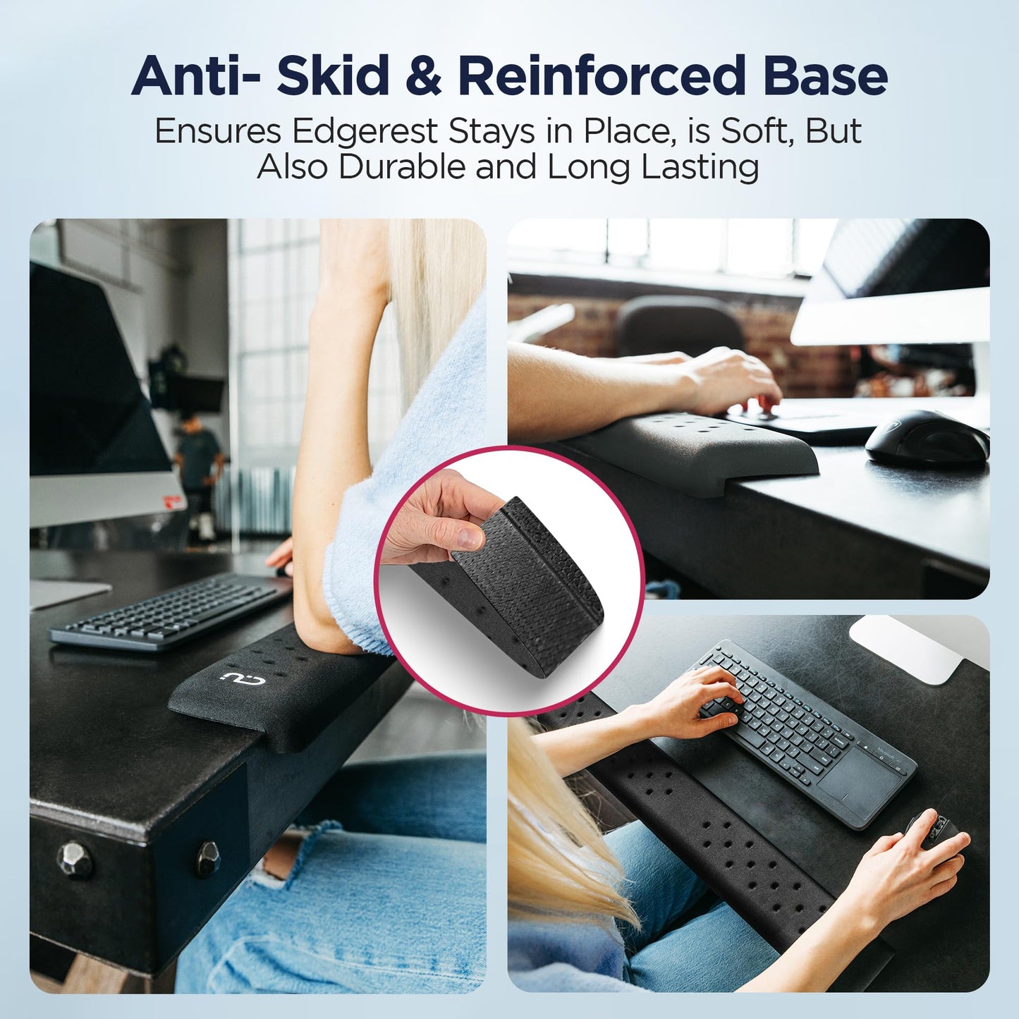 Memory Foam L-Shaped Desk Edge Wrist Rest Ergonomic Forearm Support Non-Slip Cushion for Extended Work Comfort