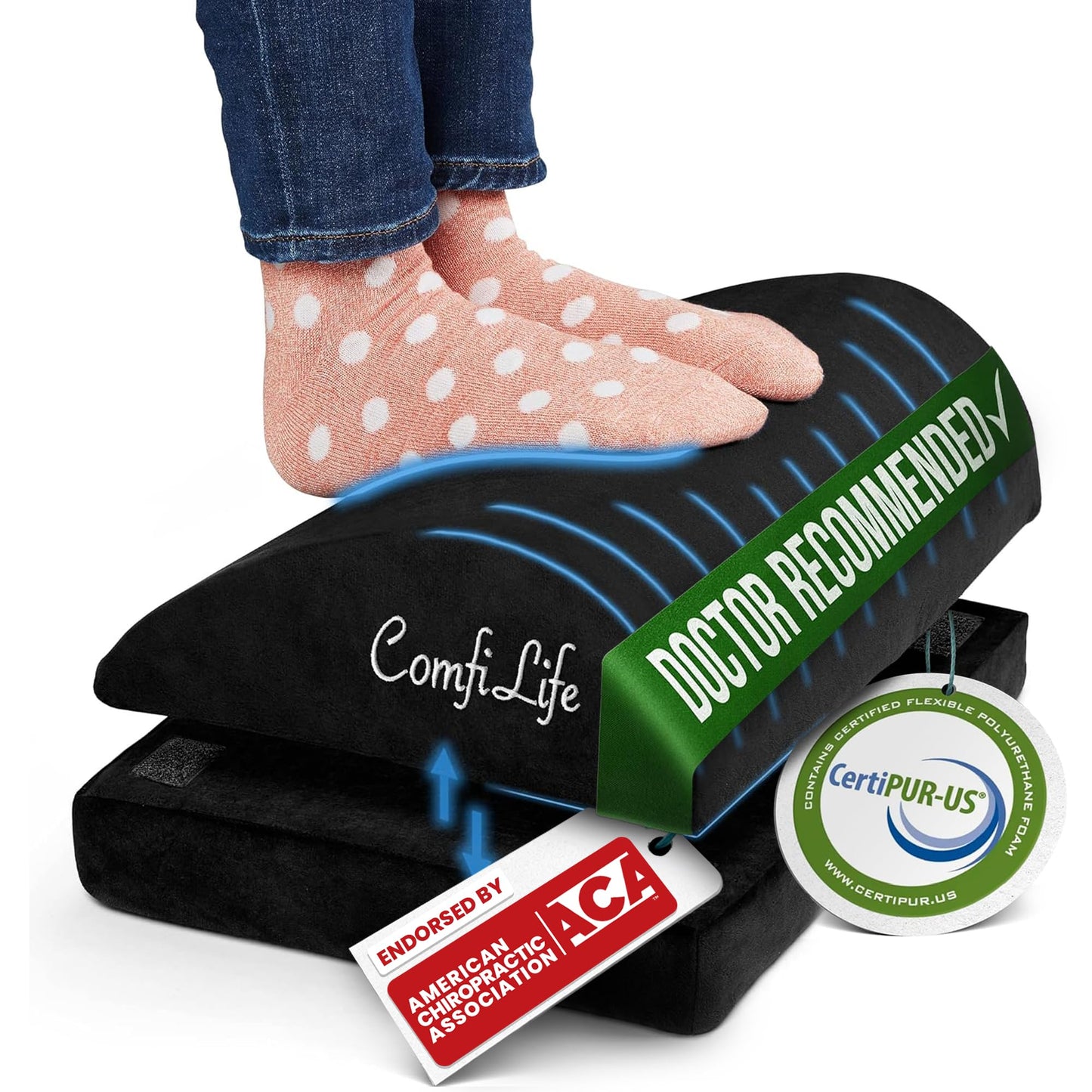 Adjustable Memory Foam Under Desk Footrest Ergonomic Stool Cushion for Office Chair Gaming Chair Back Hip Pain Relief