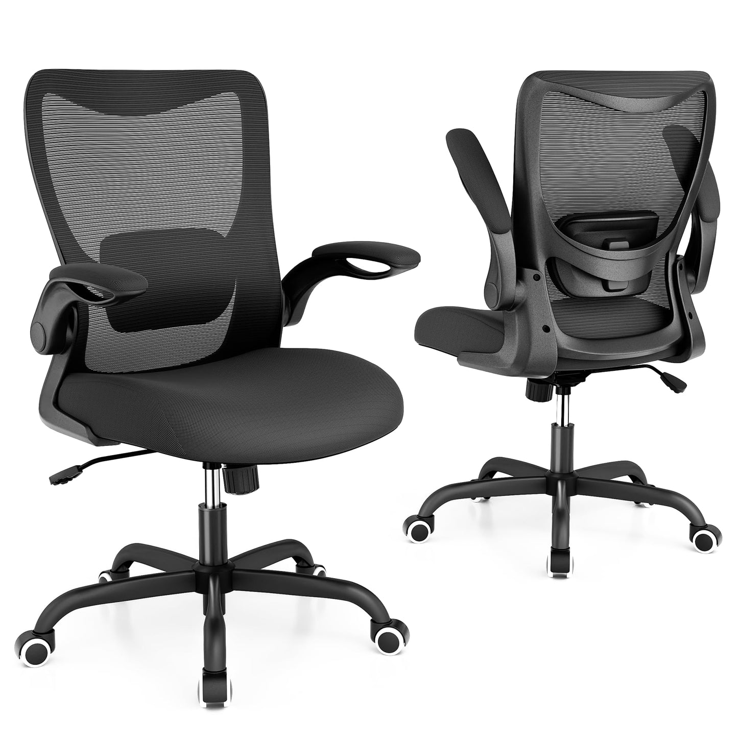 Ergonomic Mesh Office Chair Adjustable Lumbar Support Flip-Up Armrests