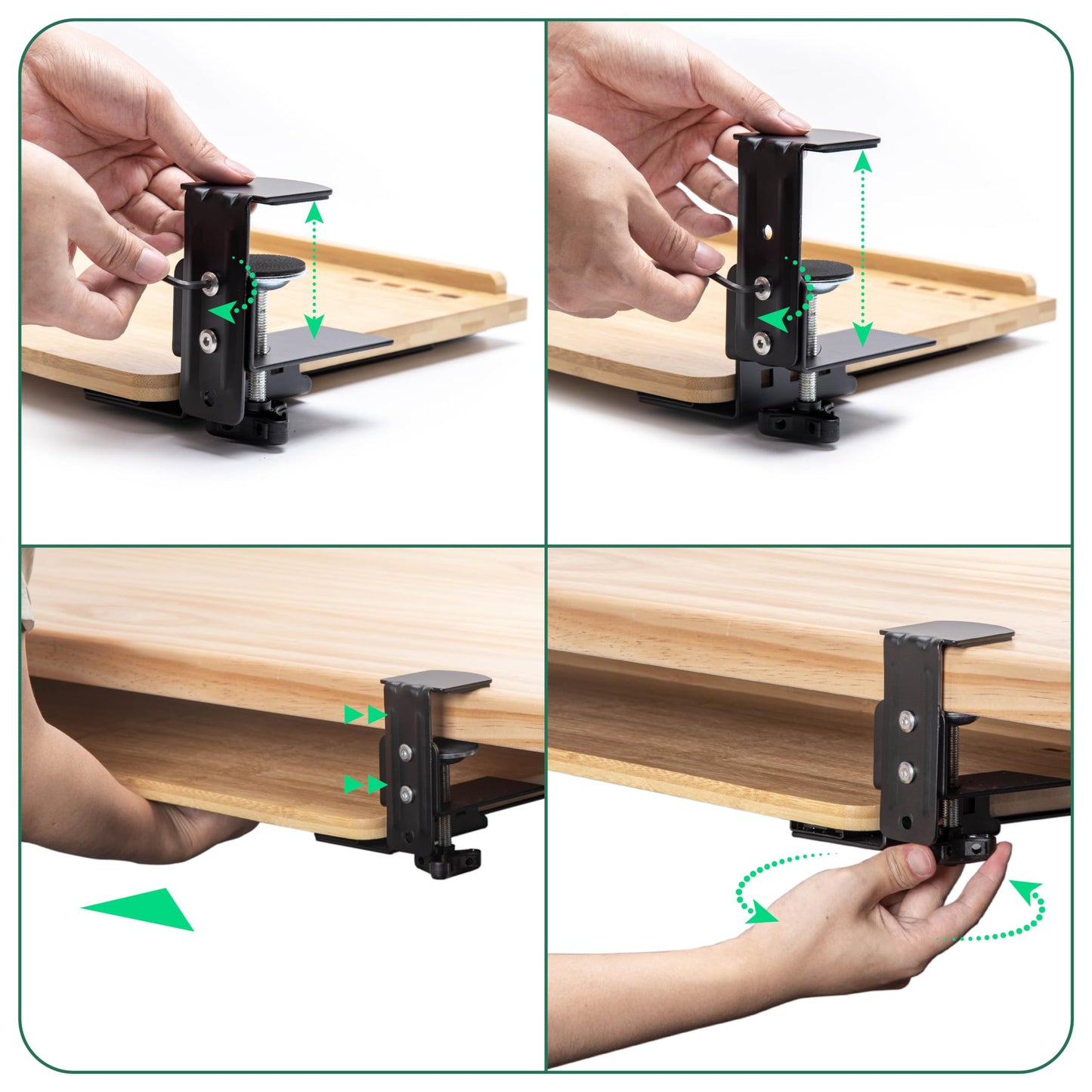 Under Desk Bamboo Keyboard Tray with Wrist Rest Slide Out Keyboard Drawer Mouse Pad Ergonomic Desk Organizer