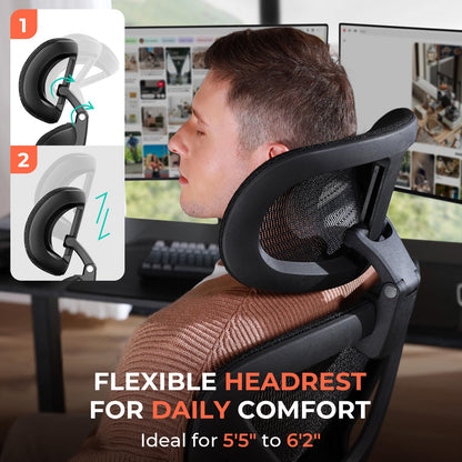 Ergonomic Mesh Office Chair Adjustable Lumbar High Back 4D Arms Tilt Headrest 400lb Capacity PU Wheels