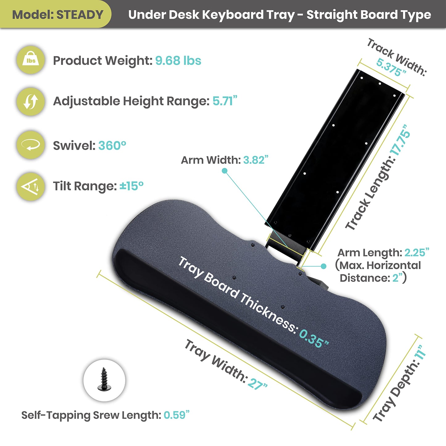 FERSGO KTS Underdesk Keyboard Tray Steady Series