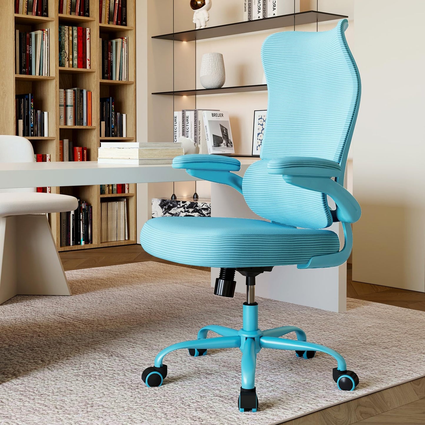 High Back Ergonomic Office Chair Mesh Back Lumbar Support PU Seat Gaming Style