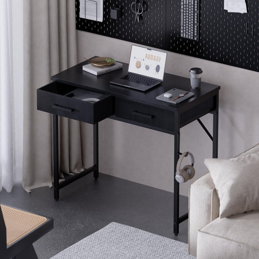 Small Computer Desk with Drawers Home Office Study Writing Table Compact Bedroom Desk