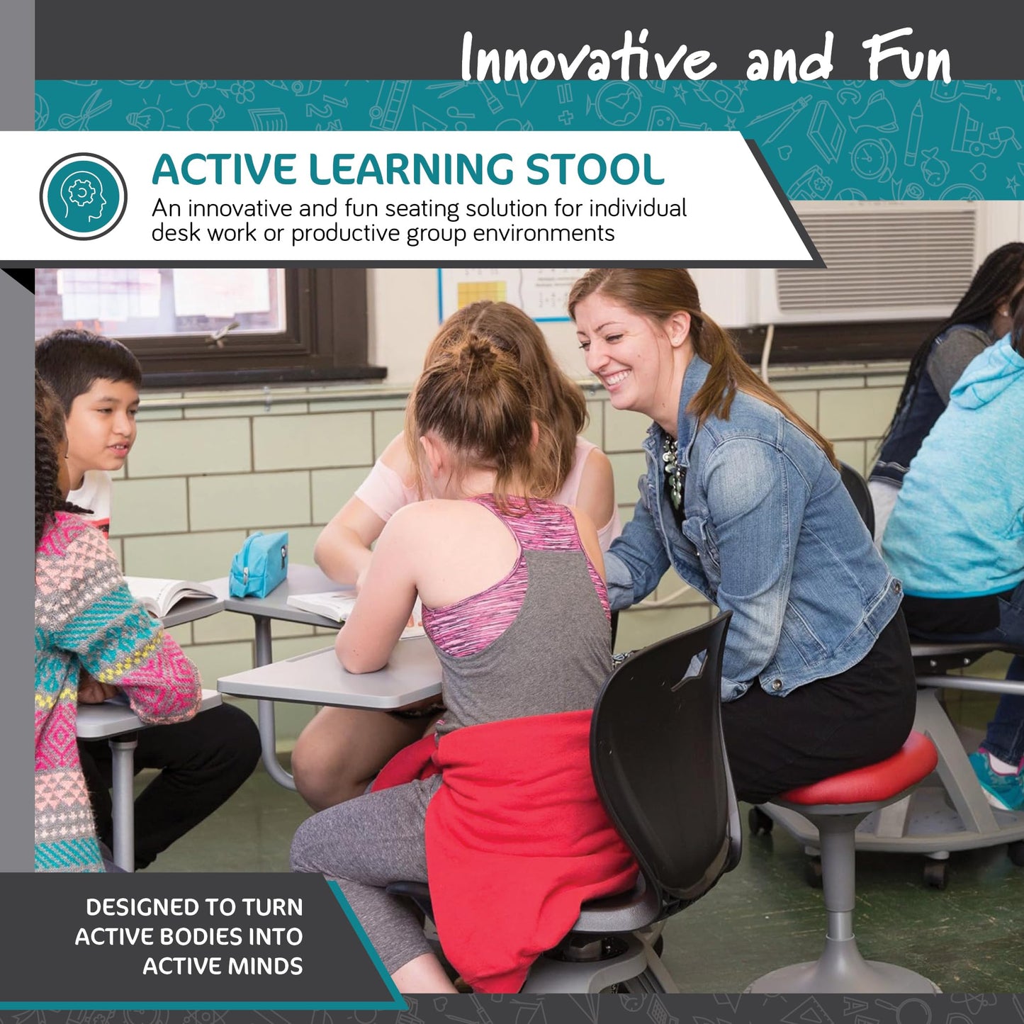 Active Learning Stool Adjustable Height Rocking Base Backless Ergonomic Posture Stool Core Support Lightweight Portable Office Classroom Stool