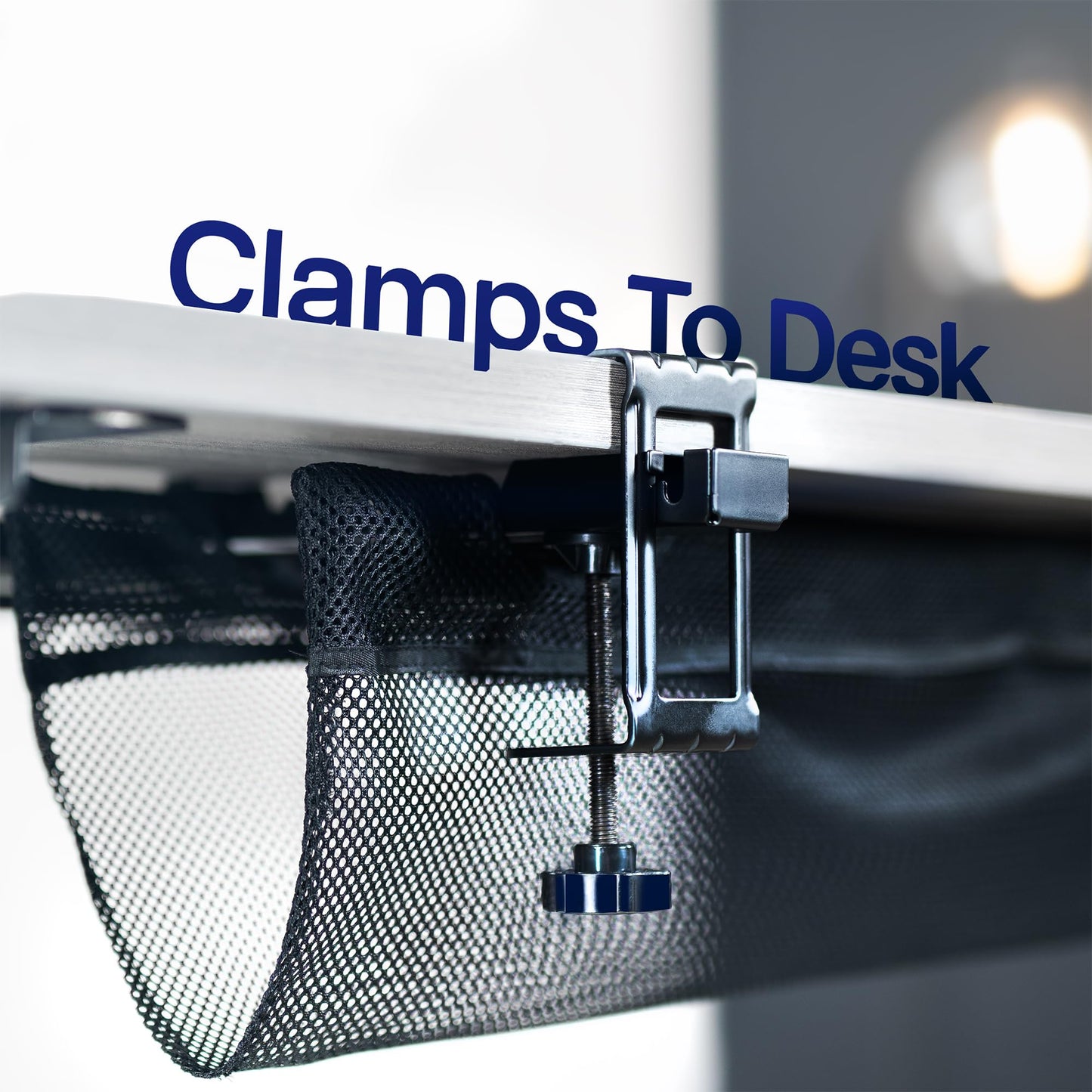 Under Desk Cable Management Mesh Clamp-On Wire Organizer Workstation Cable Net Storage Rack