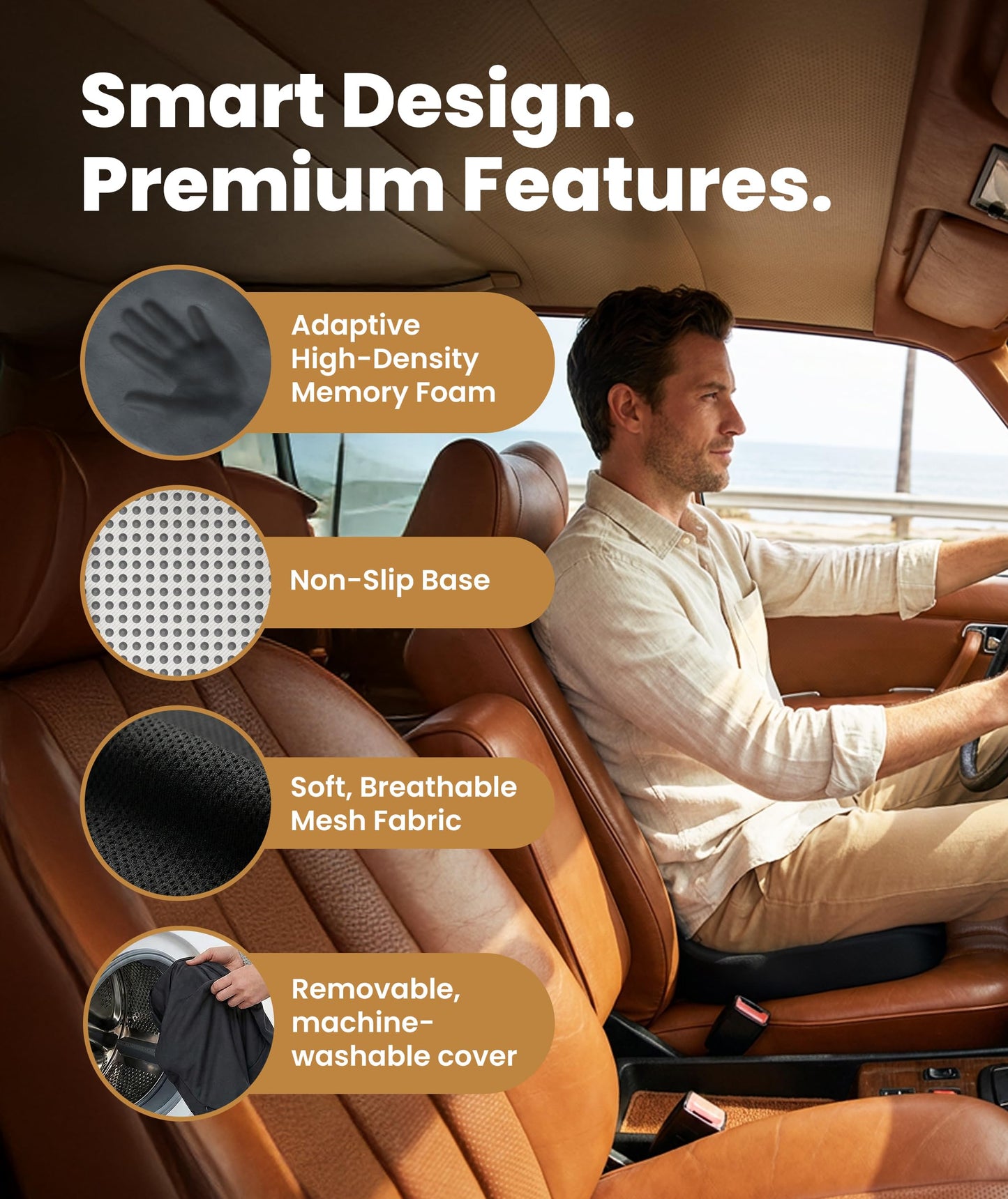 Memory Foam Seat Cushion Ergonomic Tailbone and Sciatica Pain Relief Office Car Support