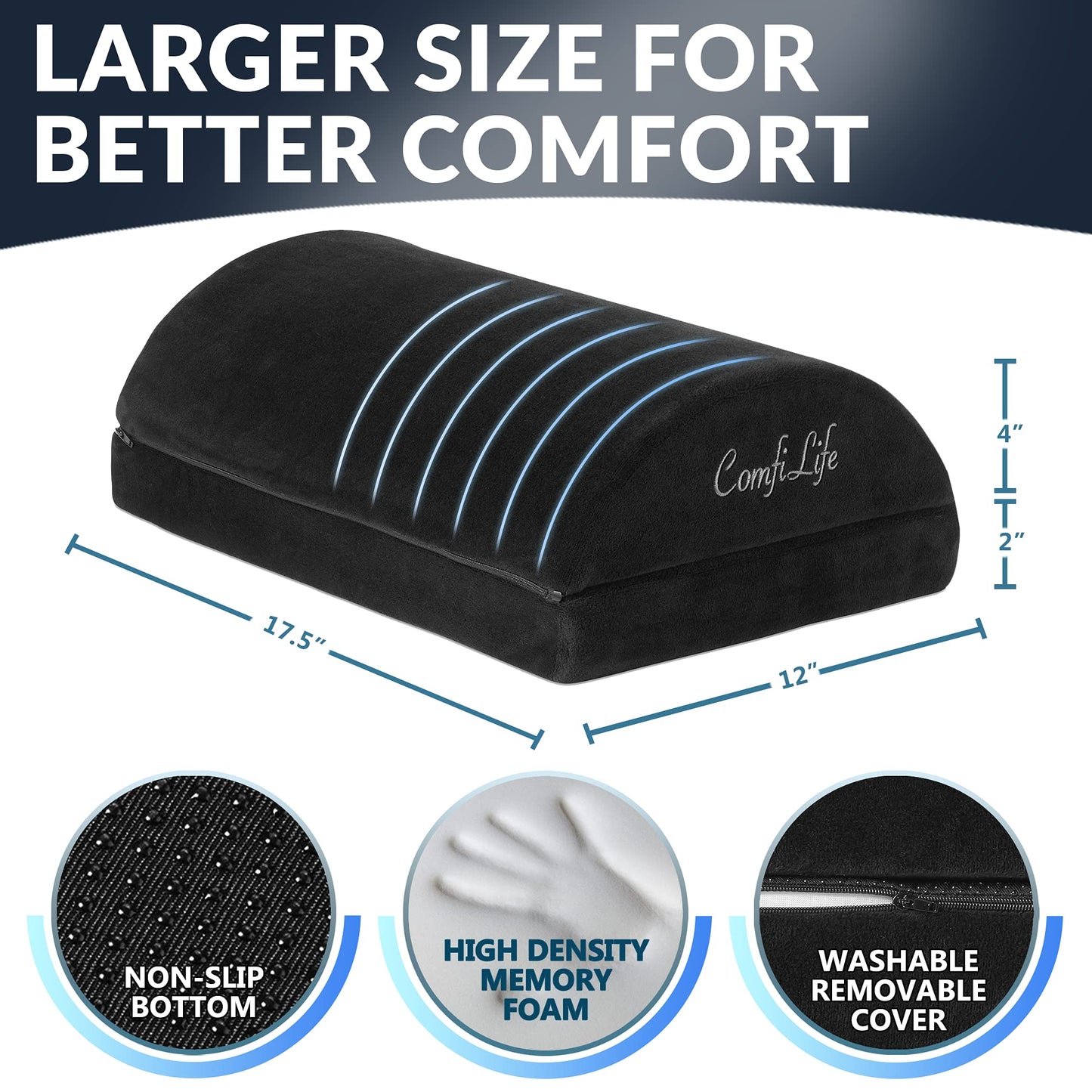 Adjustable Memory Foam Under Desk Footrest Ergonomic Stool Cushion for Office Chair Gaming Chair Back Hip Pain Relief